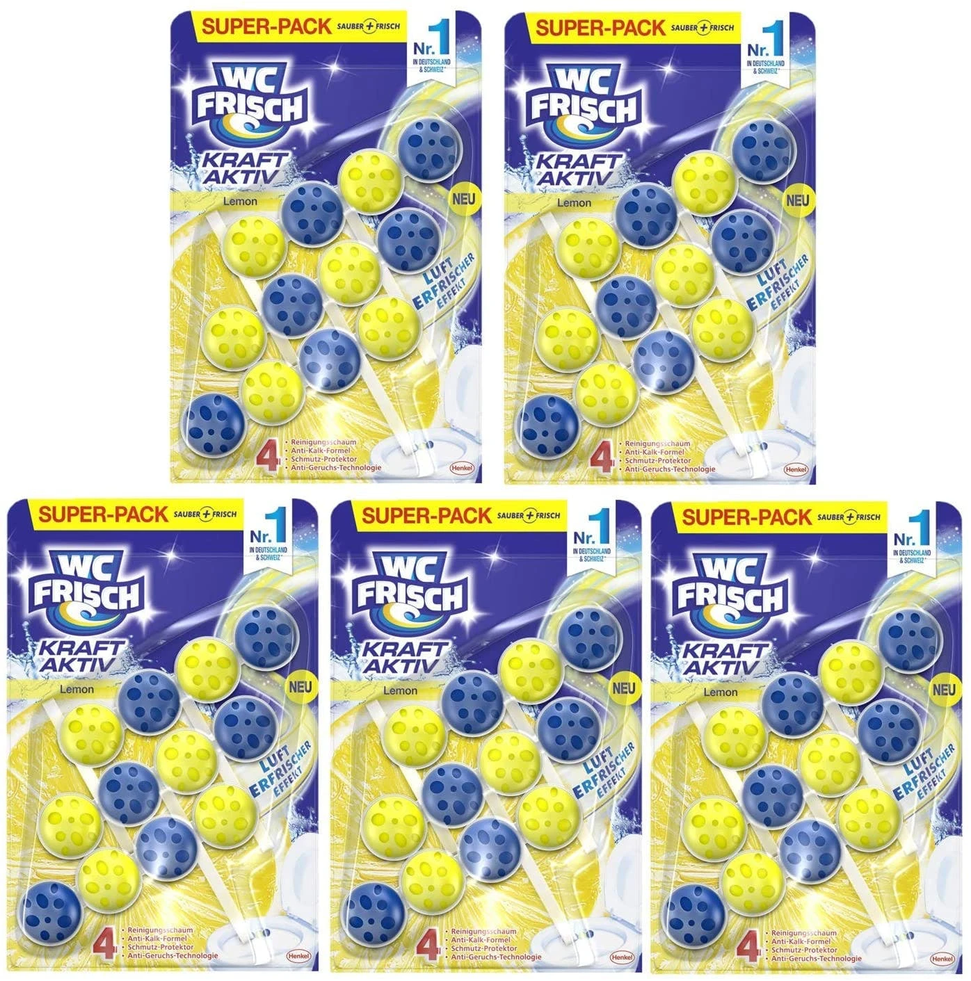 Null WC-Frisch Kraft Aktiv Duftspüler Lemon 5x150g WC-Reiniger Toilettenreiniger 1 Null WC-Frisch Kraft Aktiv Duftspüler Lemon 5x150g WC-Reiniger Toilettenreiniger
