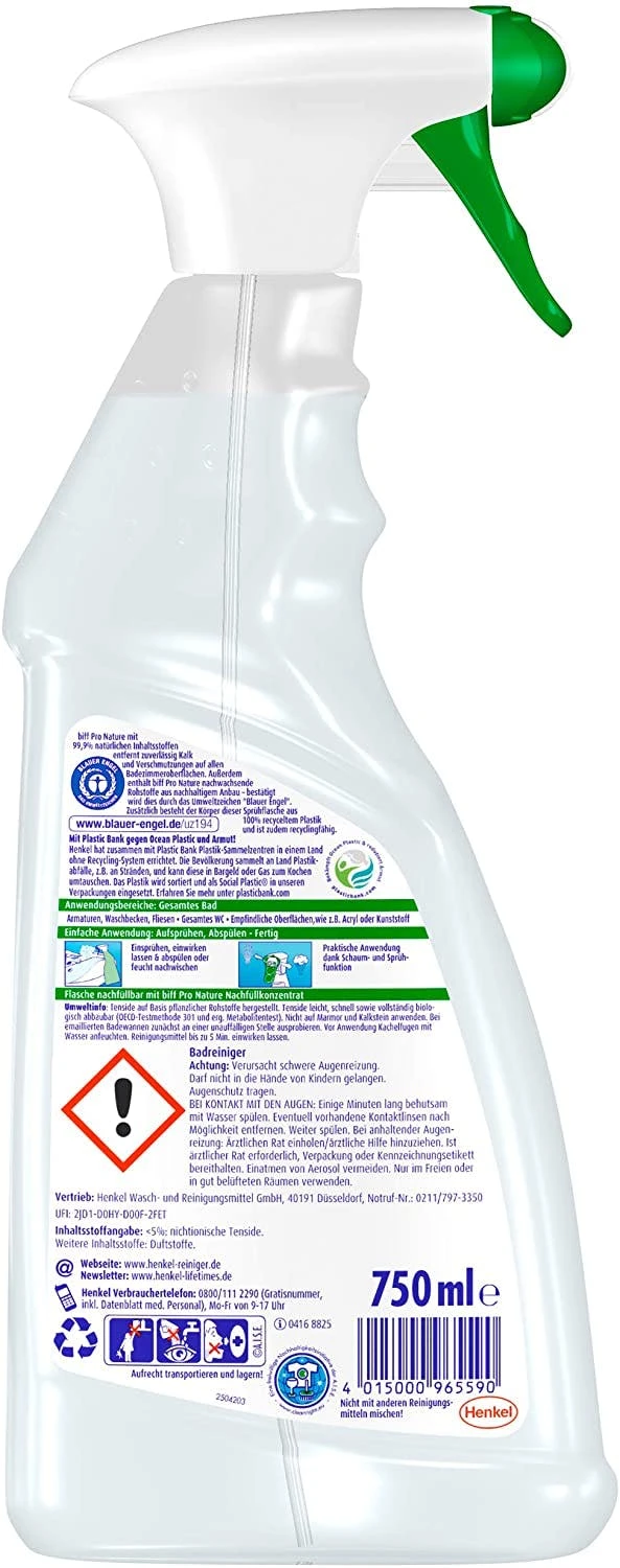 Null Biff Pro Nature 750 Ml Badreiniger Sprühflasche Reiniger Reinigungsmittel 6 Null Biff Pro Nature 750 Ml Badreiniger Sprühflasche Reiniger Reinigungsmittel – Bild 6