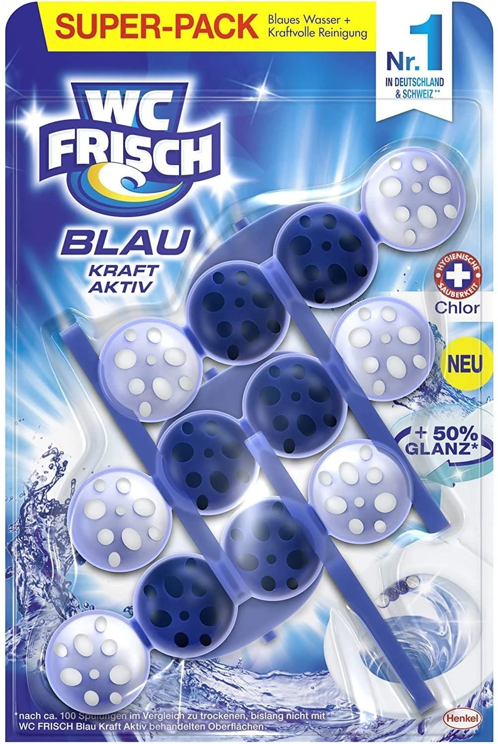 Null WC FRISCH Kraft Aktiv Blauspüler Chlor 9x150g WC Reiniger Toilettenreiniger 6 Null WC FRISCH Kraft Aktiv Blauspüler Chlor 9x150g WC Reiniger Toilettenreiniger – Bild 6