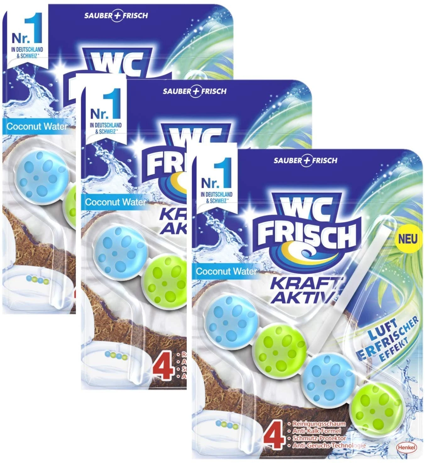 Null WC-Frisch Kraft Aktiv Duftspüler Coconut Water 10x50g WC Reiniger Reinigung 4 Null WC-Frisch Kraft Aktiv Duftspüler Coconut Water 10x50g WC Reiniger Reinigung – Bild 4