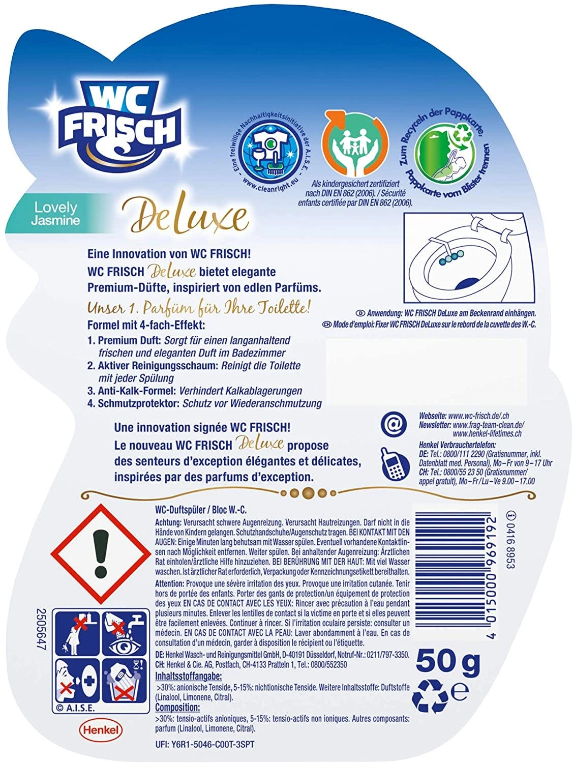 Null WC-Frisch DeLuxe Lovely Jasmin 50g WC Reiniger WC Duftspüler Reinigung 6 Null WC-Frisch DeLuxe Lovely Jasmin 50g WC Reiniger WC Duftspüler Reinigung – Bild 6