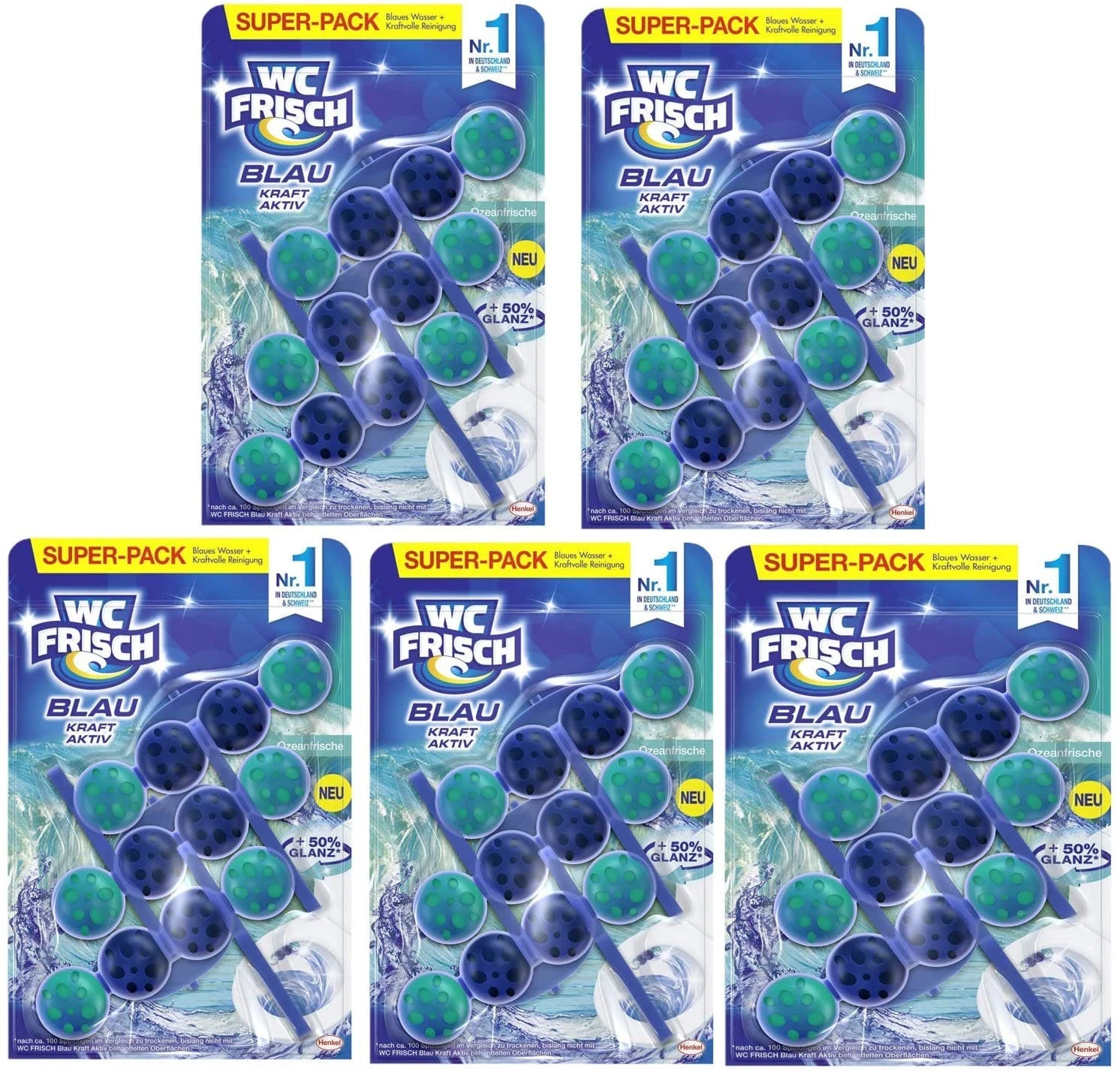 Null WC FRISCH Kraft Aktiv Blauspüler Ozeanfrische 3x150g WC Reiniger Reinigung 3 Null WC FRISCH Kraft Aktiv Blauspüler Ozeanfrische 3x150g WC Reiniger Reinigung – Bild 3