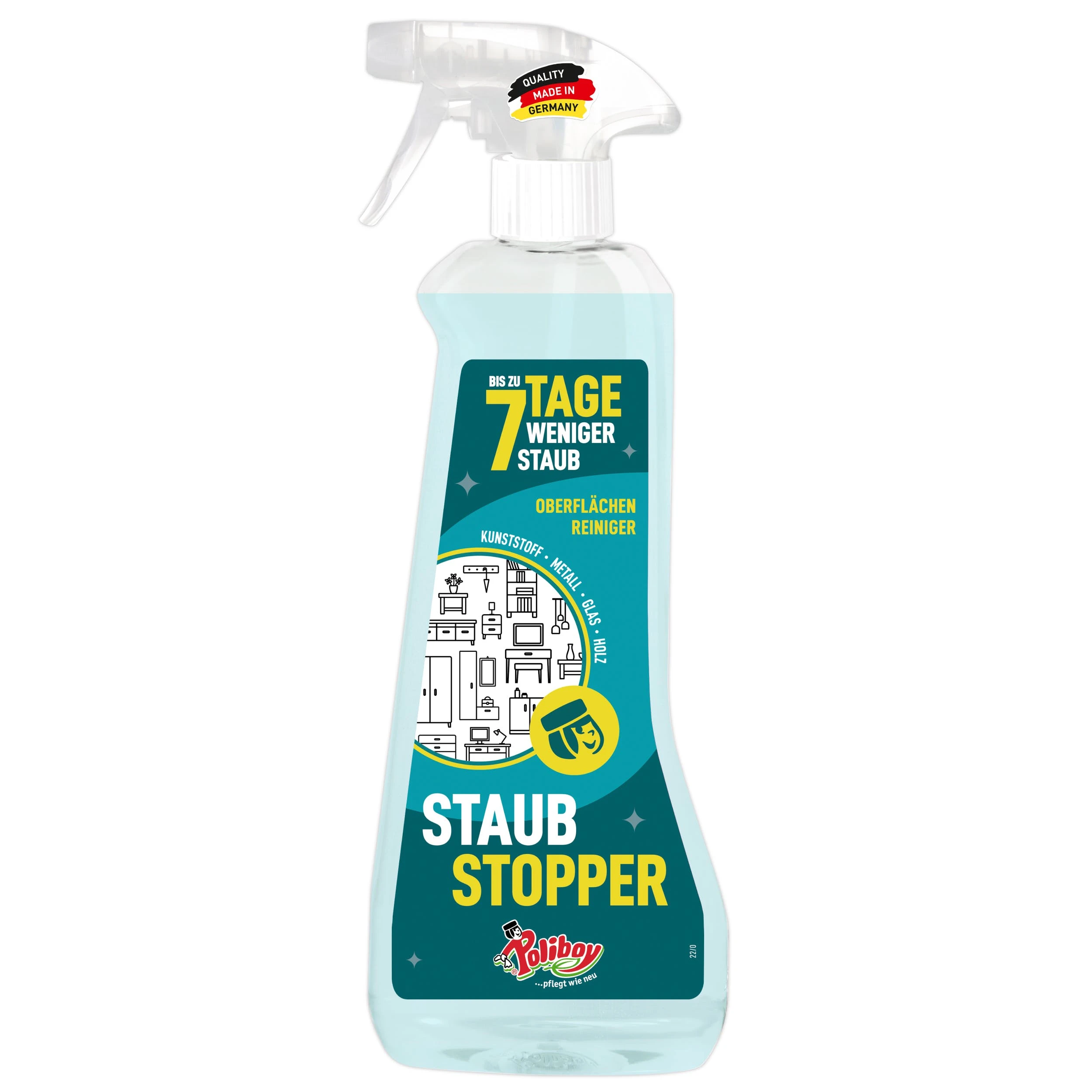 Null Poliboy Staubmeister Spray - Antistatik - 7 Tage Ohne Staub - Möbel Aller Art - 500ml - Made In Germany 1 Null Poliboy Staubmeister Spray - Antistatik - 7 Tage Ohne Staub - Möbel Aller Art - 500ml - Made In Germany