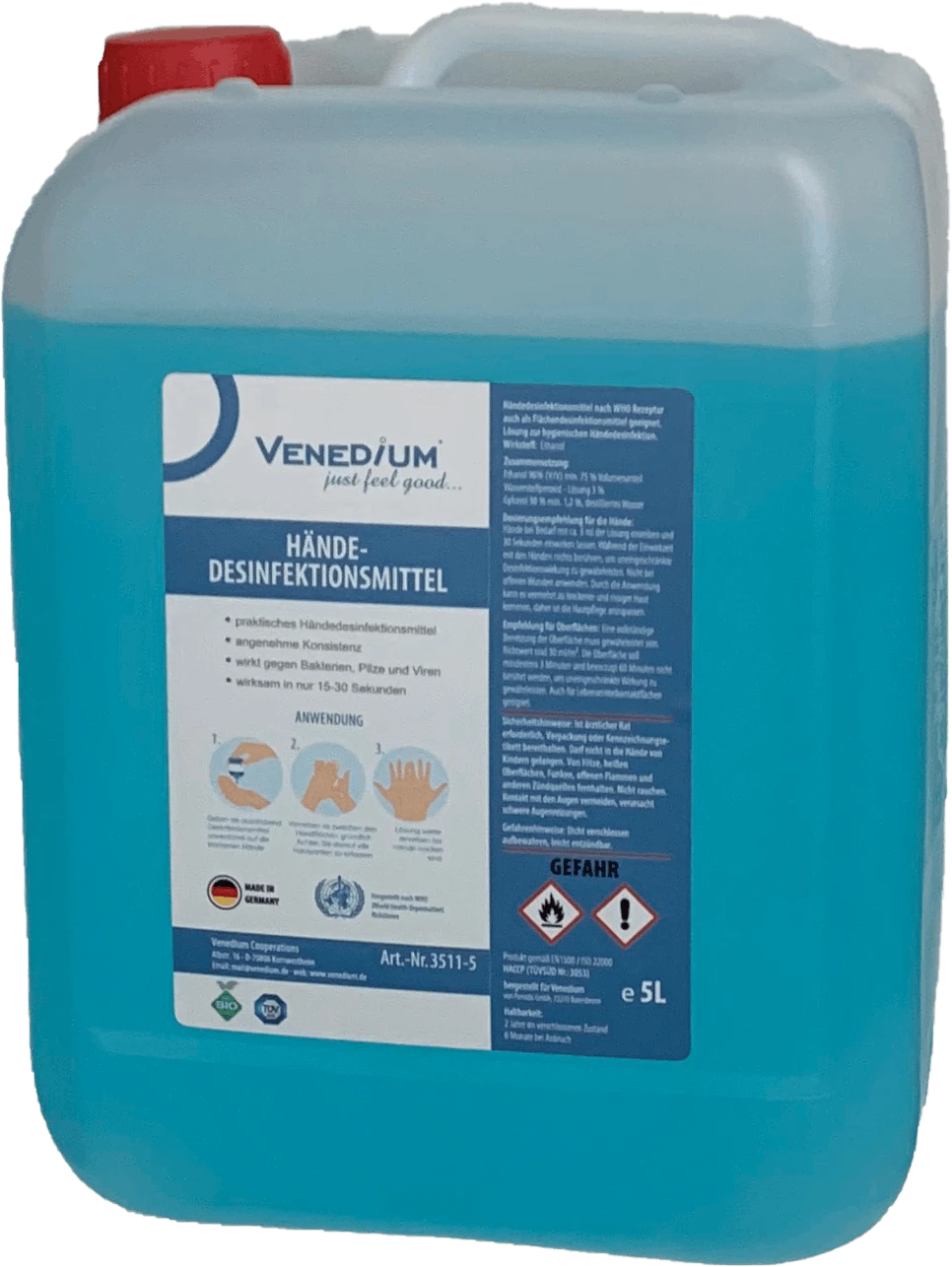 Null DesiClean® - Händedesinfektionsmittel, 80% Ethanol - 5 Liter 4 Null DesiClean® - Händedesinfektionsmittel, 80% Ethanol - 5 Liter – Bild 4