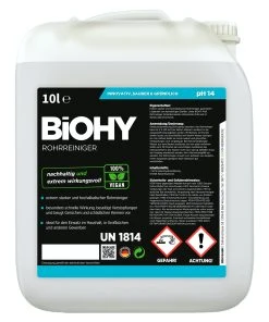 BiOHY Rohrreiniger (10l Kanister) | EXTRA STARK | Flüssiger, Hochkonzentrierter Abflussreiniger | Geruchsneutral | Für Alle Verstopfungen