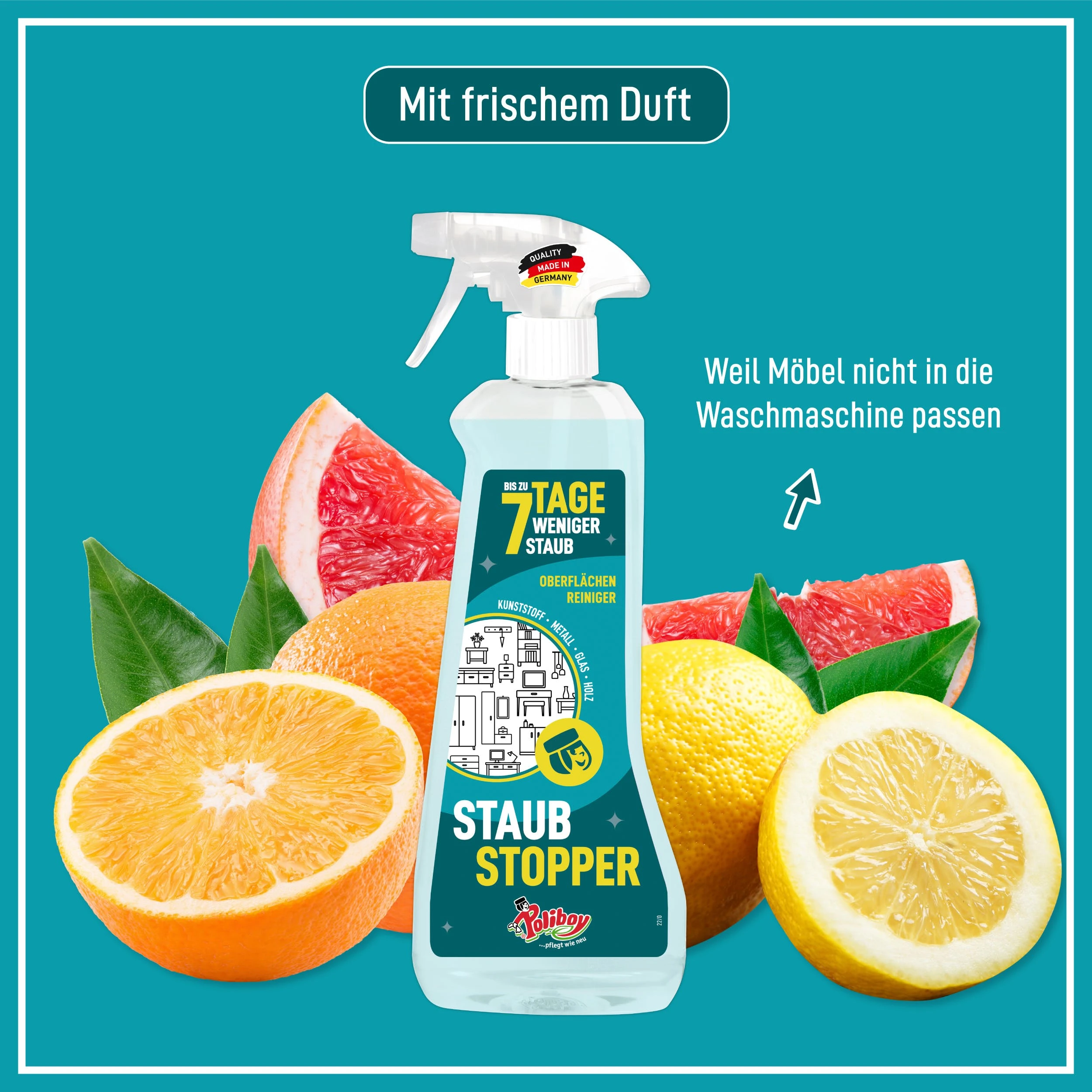 Null Poliboy Staubmeister Spray - Antistatik - 7 Tage Ohne Staub - Möbel Aller Art - 500ml - Made In Germany 7 Null Poliboy Staubmeister Spray - Antistatik - 7 Tage Ohne Staub - Möbel Aller Art - 500ml - Made In Germany – Bild 7