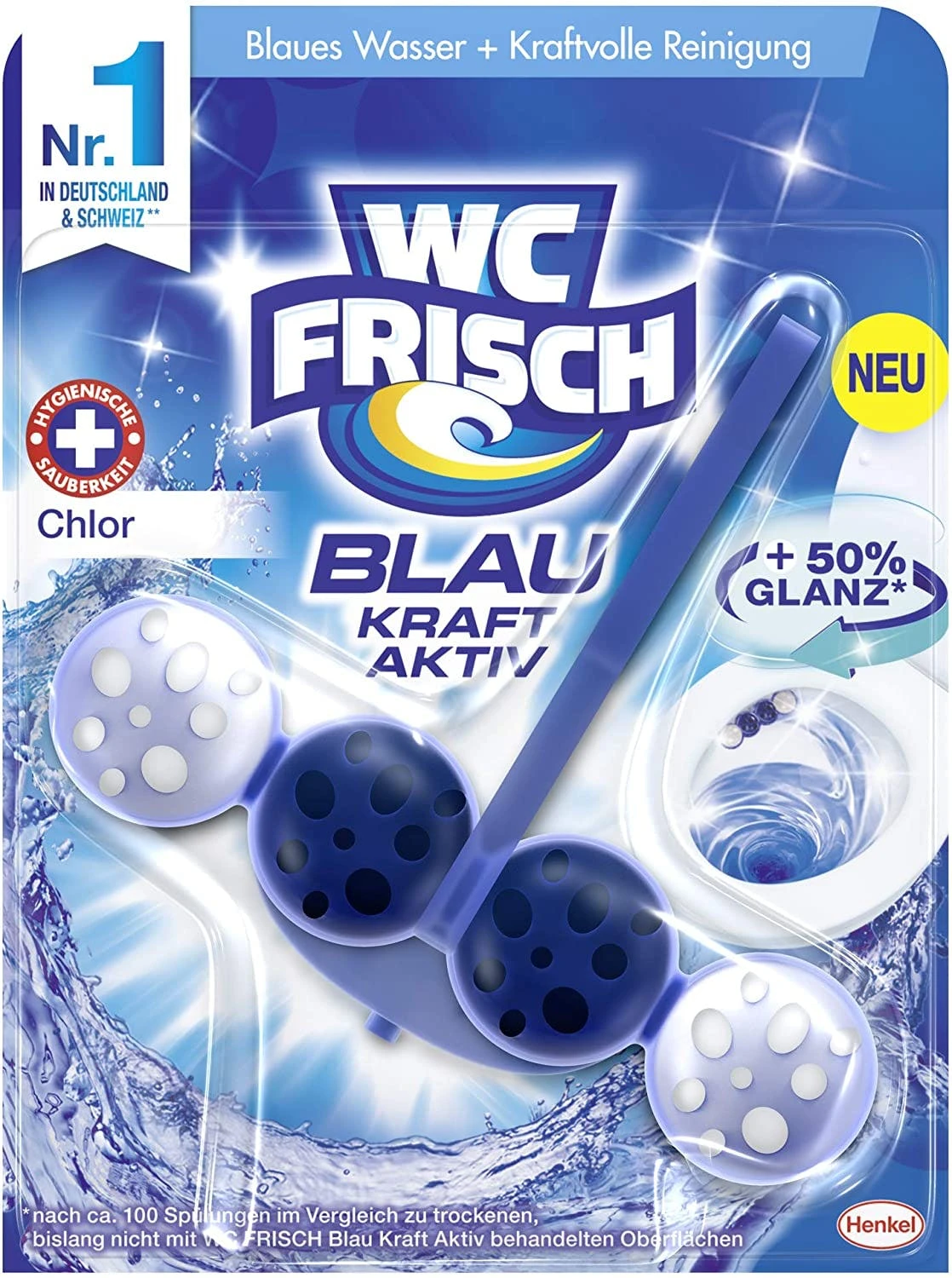 Null WC FRISCH Kraft Aktiv Blauspüler Chlor 9x150g WC Reiniger Toilettenreiniger 2 Null WC FRISCH Kraft Aktiv Blauspüler Chlor 9x150g WC Reiniger Toilettenreiniger – Bild 2