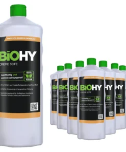 Null BiOHY Creme Seife (9x1l Flasche) | Hautschonende, Rückfettende Und Geruchsneutrale Handseife PHOSPHATFREI | Ohne Parfüm Und Farbstoffe