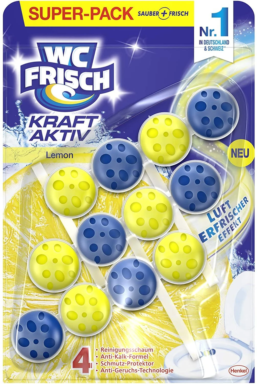 Null WC-Frisch Kraft Aktiv Duftspüler Lemon 9x150g WC-Reiniger Toilettenreiniger 2 Null WC-Frisch Kraft Aktiv Duftspüler Lemon 9x150g WC-Reiniger Toilettenreiniger – Bild 2