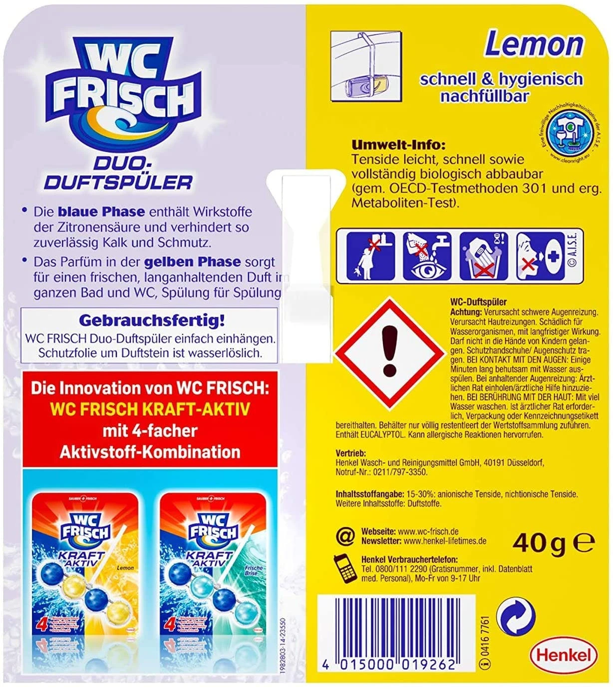 Null WC Frisch Duo-Duftspüler Lemon 4er Pack WC-Duftstein 4x1 Stück WC Reiniger 6 Null WC Frisch Duo-Duftspüler Lemon 4er Pack WC-Duftstein 4x1 Stück WC Reiniger – Bild 6