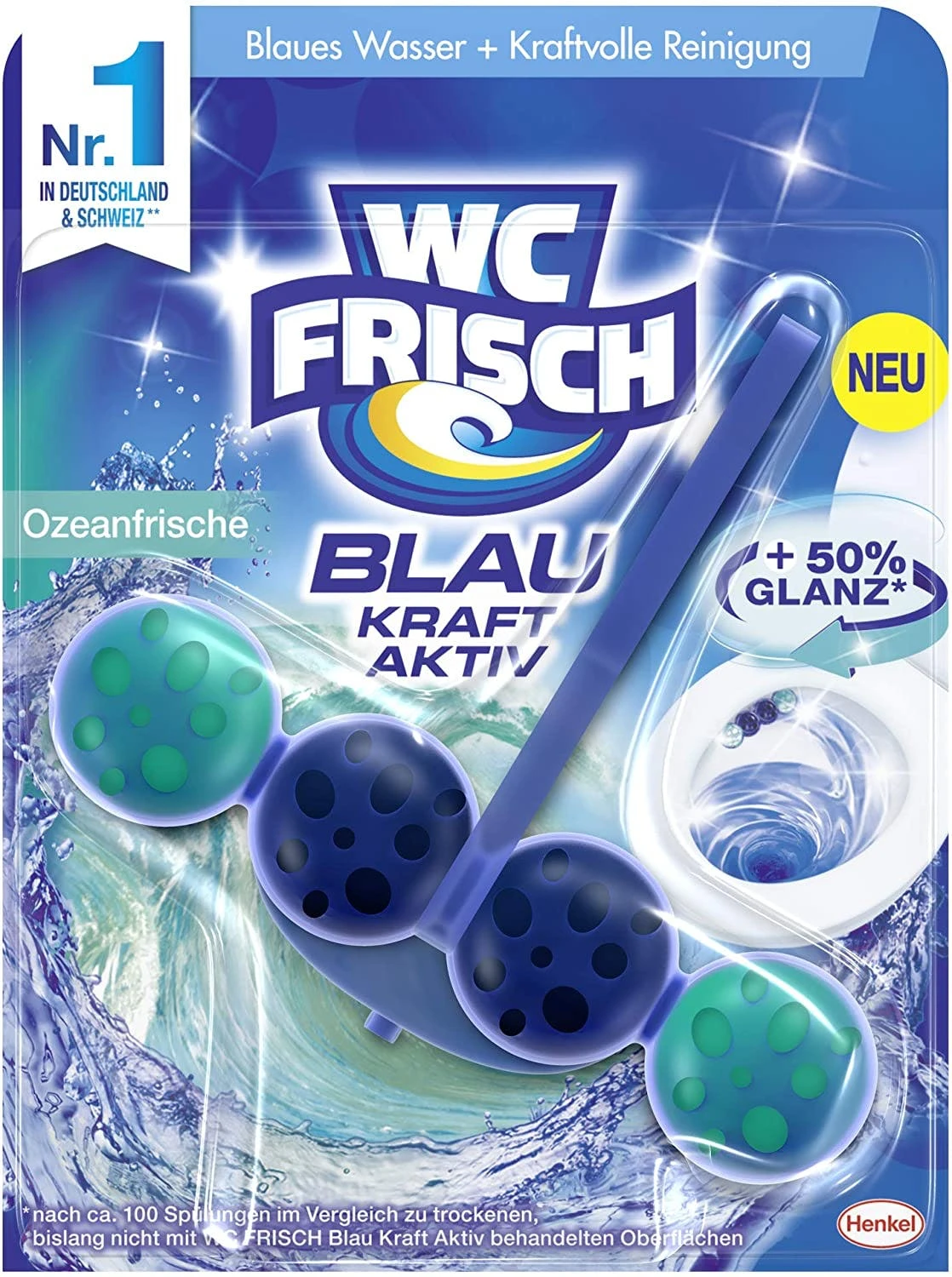 Null WC FRISCH Kraft Aktiv 4er Pack Blauspüler Ozeanfrische 4x1 Stück WC-Reiniger 4 Null WC FRISCH Kraft Aktiv 4er Pack Blauspüler Ozeanfrische 4x1 Stück WC-Reiniger – Bild 4