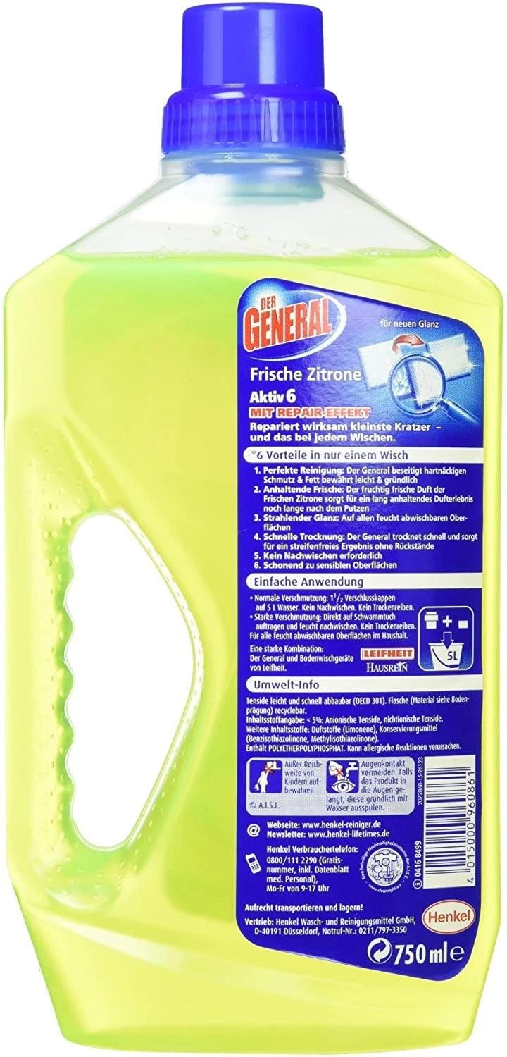 Null Der General Universal Frische Zitrone Allzweckreiniger 750 Ml Reiniger 6 Null Der General Universal Frische Zitrone Allzweckreiniger 750 Ml Reiniger – Bild 6