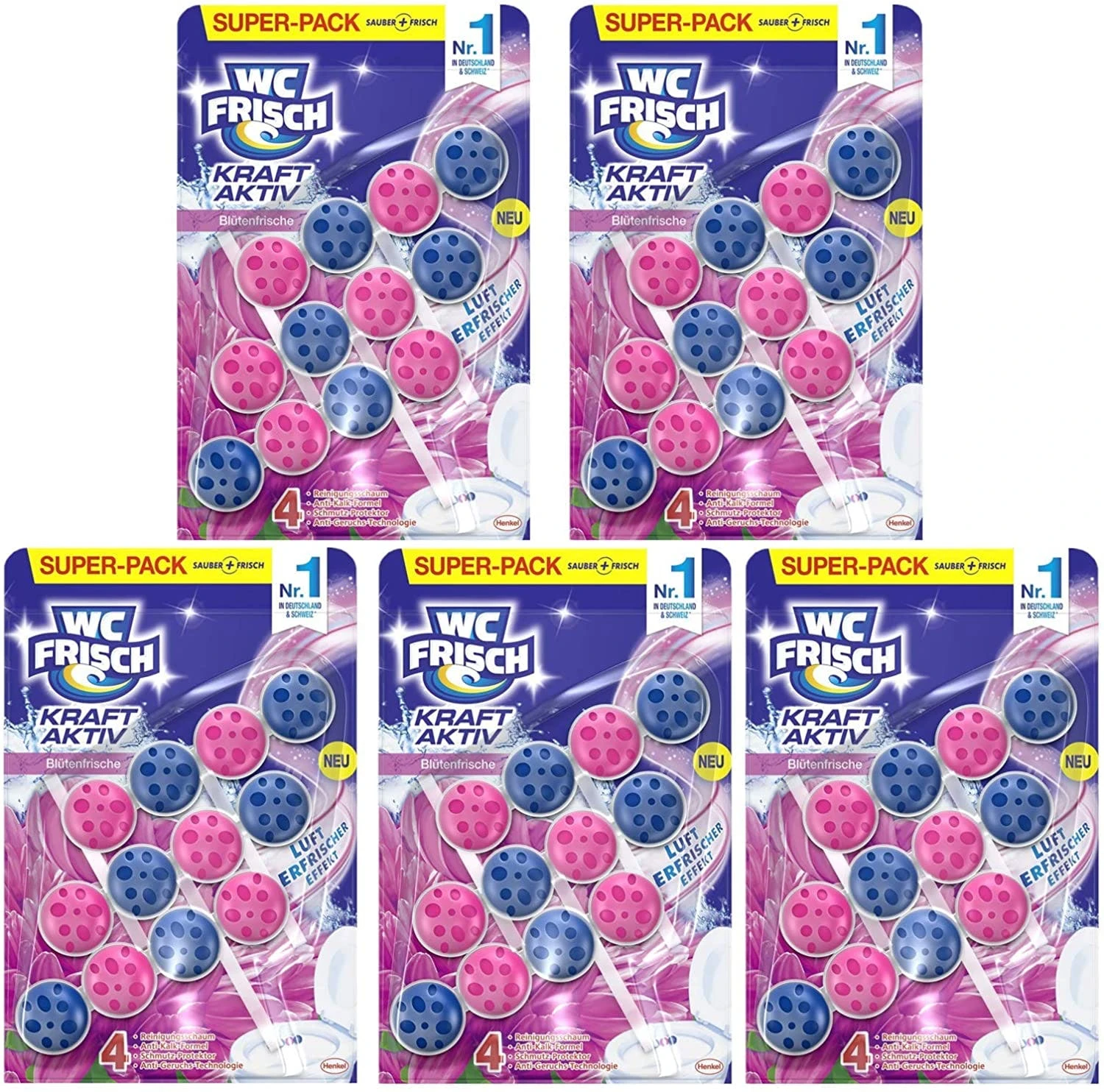 Null WC-Frisch Kraft Aktiv Duftspüler Blütenfrische 5x150g WC Reiniger Reinigung 1 Null WC-Frisch Kraft Aktiv Duftspüler Blütenfrische 5x150g WC Reiniger Reinigung