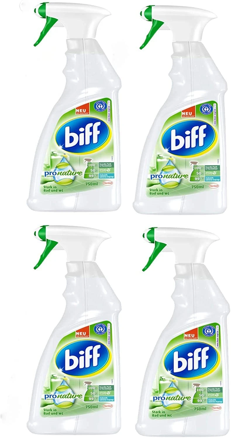 Null Biff Pro Nature Badreiniger Bad Badezimmer Sprühflasche 4x750 Ml Reniger Pack 1 Null Biff Pro Nature Badreiniger Bad Badezimmer Sprühflasche 4x750 Ml Reniger Pack