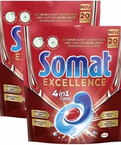 Somat Excellence 4in1 Caps 2x20 Caps Spülmaschinen Reinigung Geschirrspülmittel