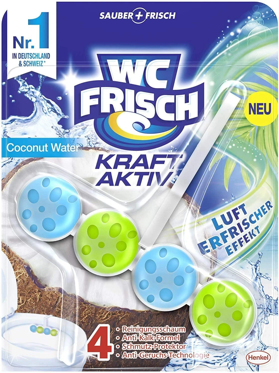 Null WC-Frisch Kraft Aktiv Duftspüler Coconut Water 10x50g WC Reiniger Reinigung 6 Null WC-Frisch Kraft Aktiv Duftspüler Coconut Water 10x50g WC Reiniger Reinigung – Bild 6