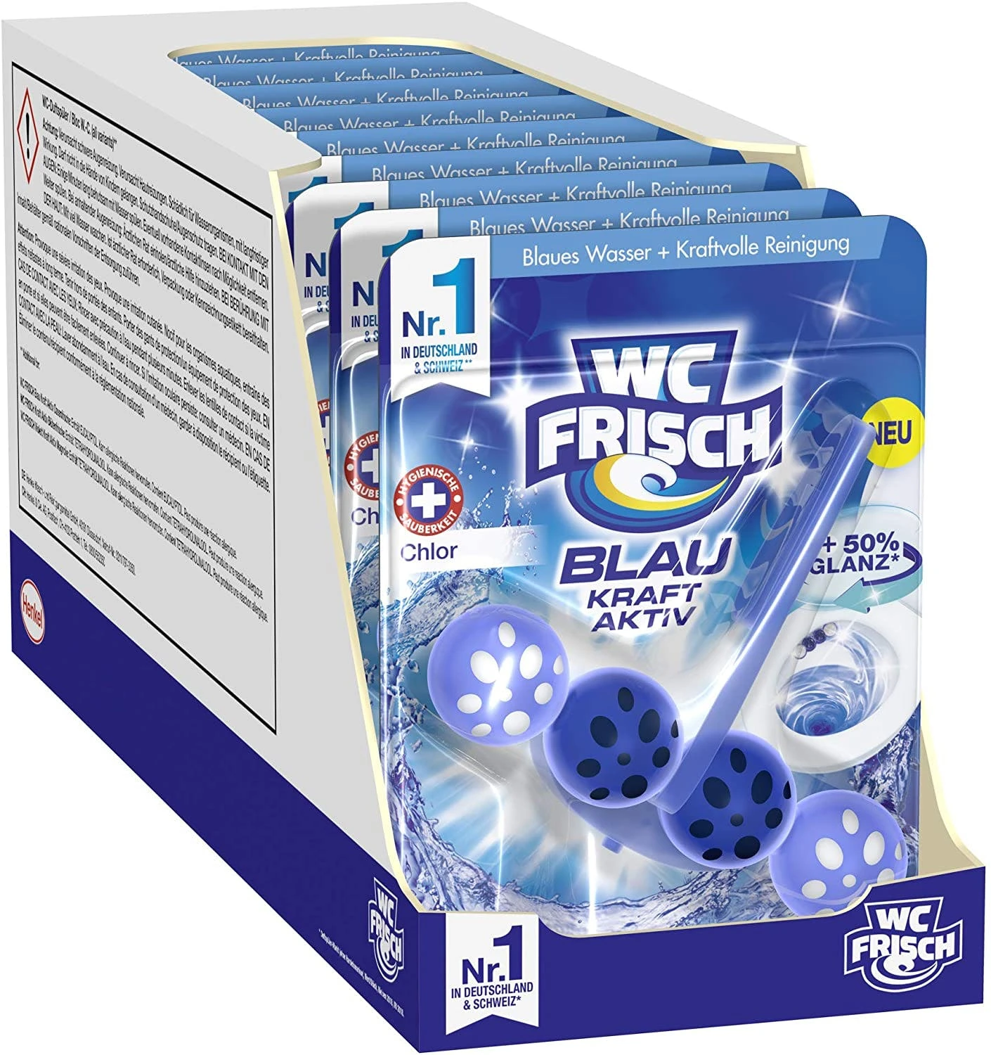 Null WC FRISCH Kraft Aktiv Blauspüler Chlor 9x150g WC Reiniger Toilettenreiniger 4 Null WC FRISCH Kraft Aktiv Blauspüler Chlor 9x150g WC Reiniger Toilettenreiniger – Bild 4