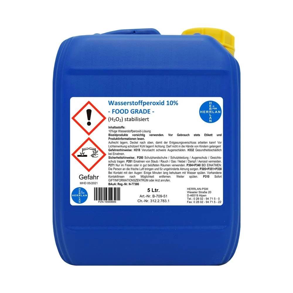 Null Wasserstoffperoxid 3% FOOD GRADE I 10 Liter I Stabilisiert I PZN-16569647 I Made In Germany 2 Null Wasserstoffperoxid 3% FOOD GRADE I 10 Liter I Stabilisiert I PZN-16569647 I Made In Germany – Bild 2