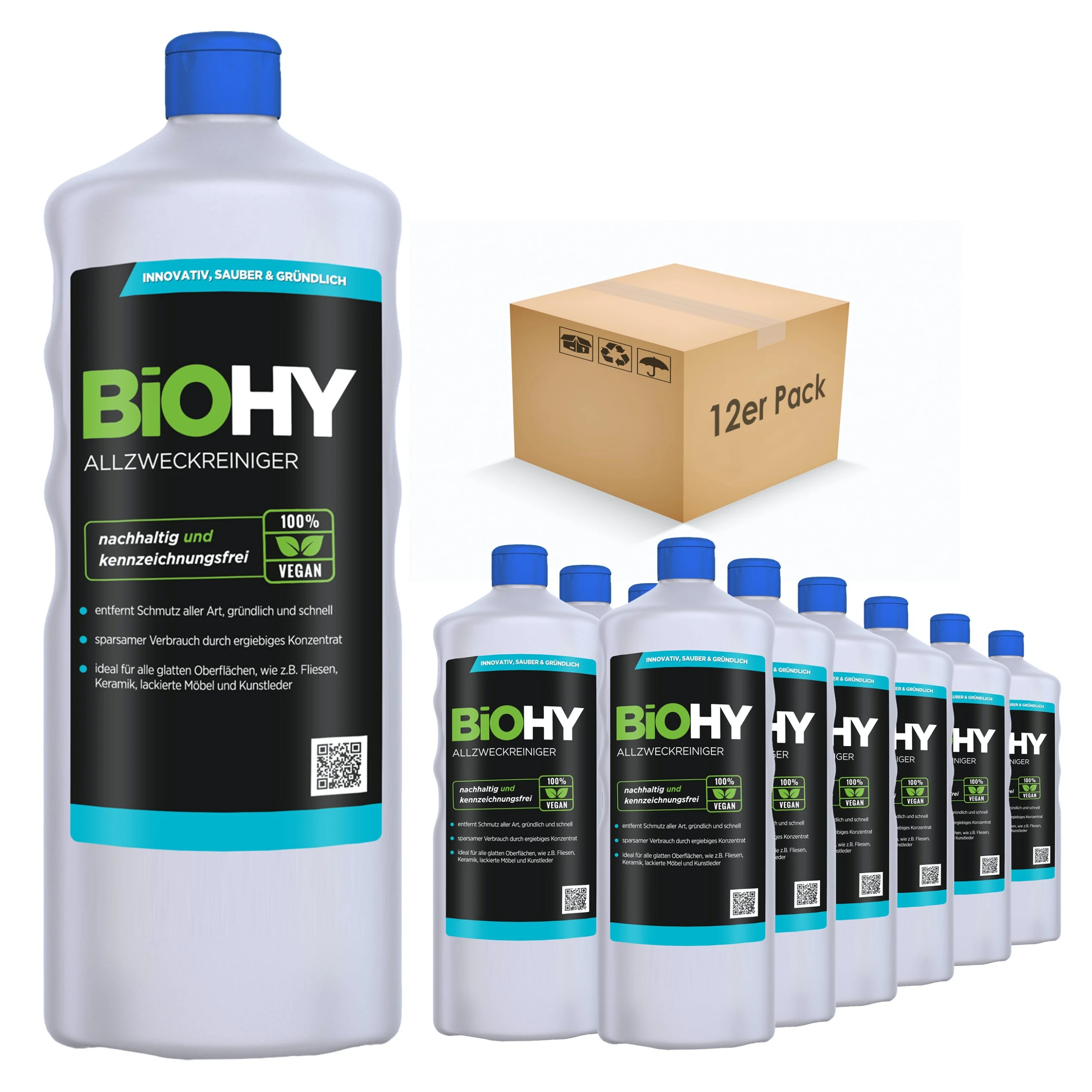 BiOHY Allzweckreiniger Konzentrat (480x1l Flasche) | Schonender Profi - Universalreiniger Für Haushalt Und Auto | Vollständig Biologisch Abbaubar 3 BiOHY Allzweckreiniger Konzentrat (480x1l Flasche) | Schonender Profi - Universalreiniger Für Haushalt Und Auto | Vollständig Biologisch Abbaubar – Bild 3