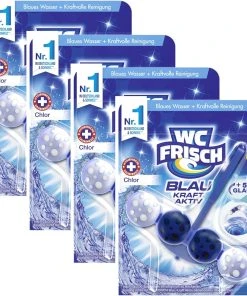 Null WC FRISCH Kraft Aktiv 4er Pack Blauspüler Chlor WC-Reiniger 4x1 Stück Farbspüler