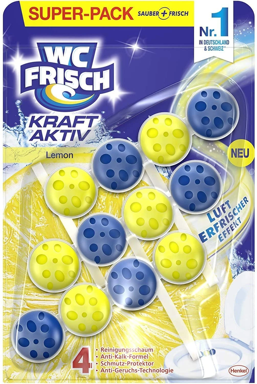 Null WC-Frisch Kraft Aktiv Duftspüler Lemon 5x150g WC-Reiniger Toilettenreiniger 6 Null WC-Frisch Kraft Aktiv Duftspüler Lemon 5x150g WC-Reiniger Toilettenreiniger – Bild 6