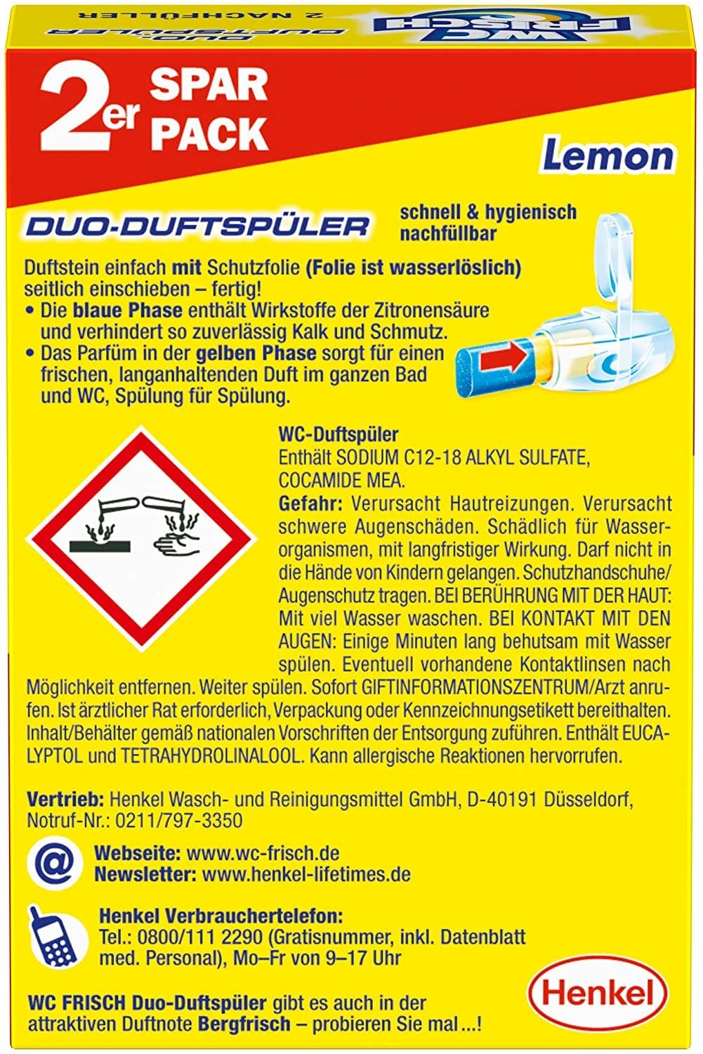 Null WC FRISCH Duftspüler Lemon 5er Pack WC-Reiniger WC-Duftstein 5x2Stück Nachfüller 6 Null WC FRISCH Duftspüler Lemon 5er Pack WC-Reiniger WC-Duftstein 5x2Stück Nachfüller – Bild 6