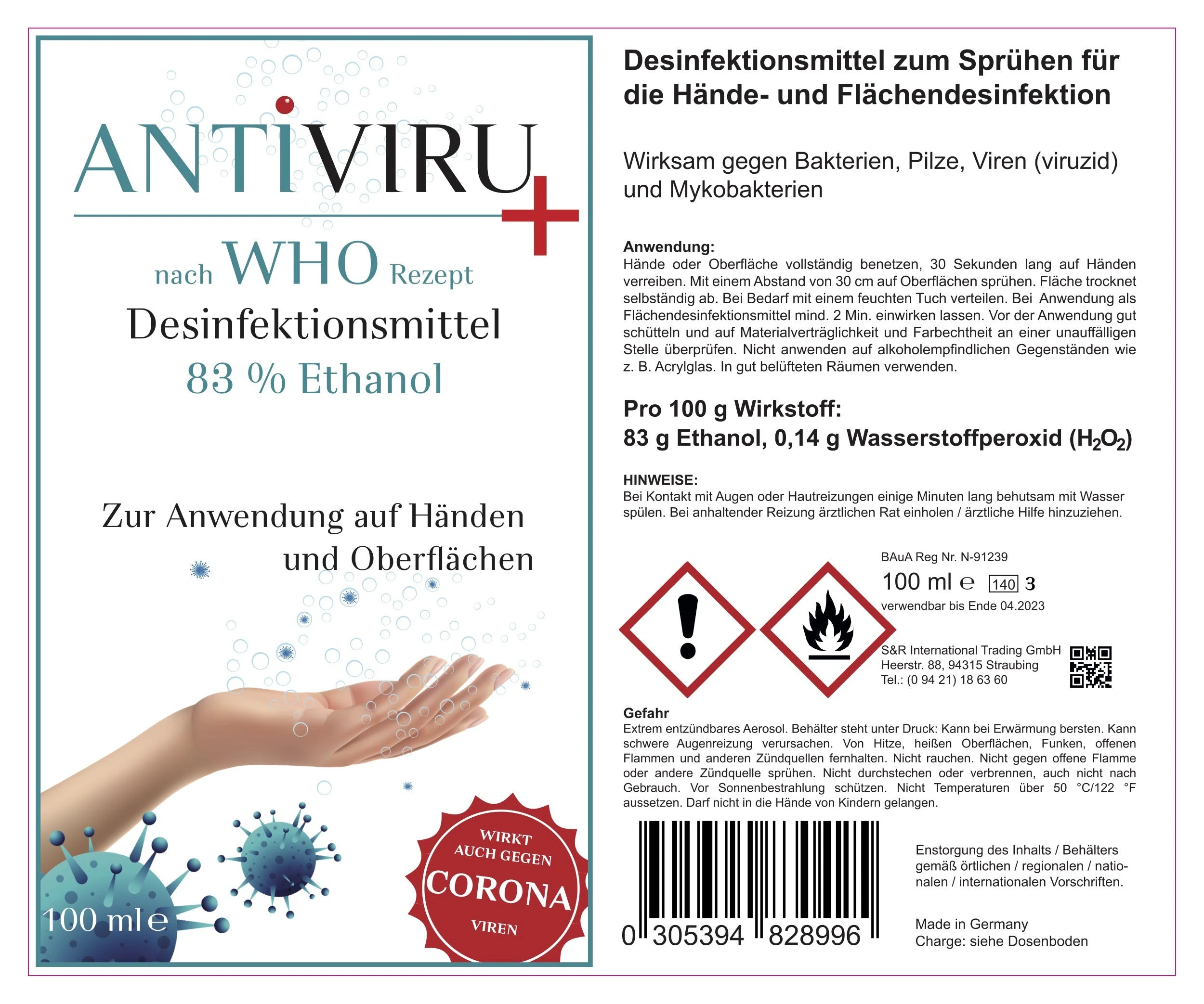 Null ANTiVIRU+ | Desinfektionsmittel 12x 100ml Aerosoldose | Handdesinfektion & Flächendesinfektion | Viruzid | Anwendungsfertig 6 Null ANTiVIRU+ | Desinfektionsmittel 12x 100ml Aerosoldose | Handdesinfektion & Flächendesinfektion | Viruzid | Anwendungsfertig – Bild 6