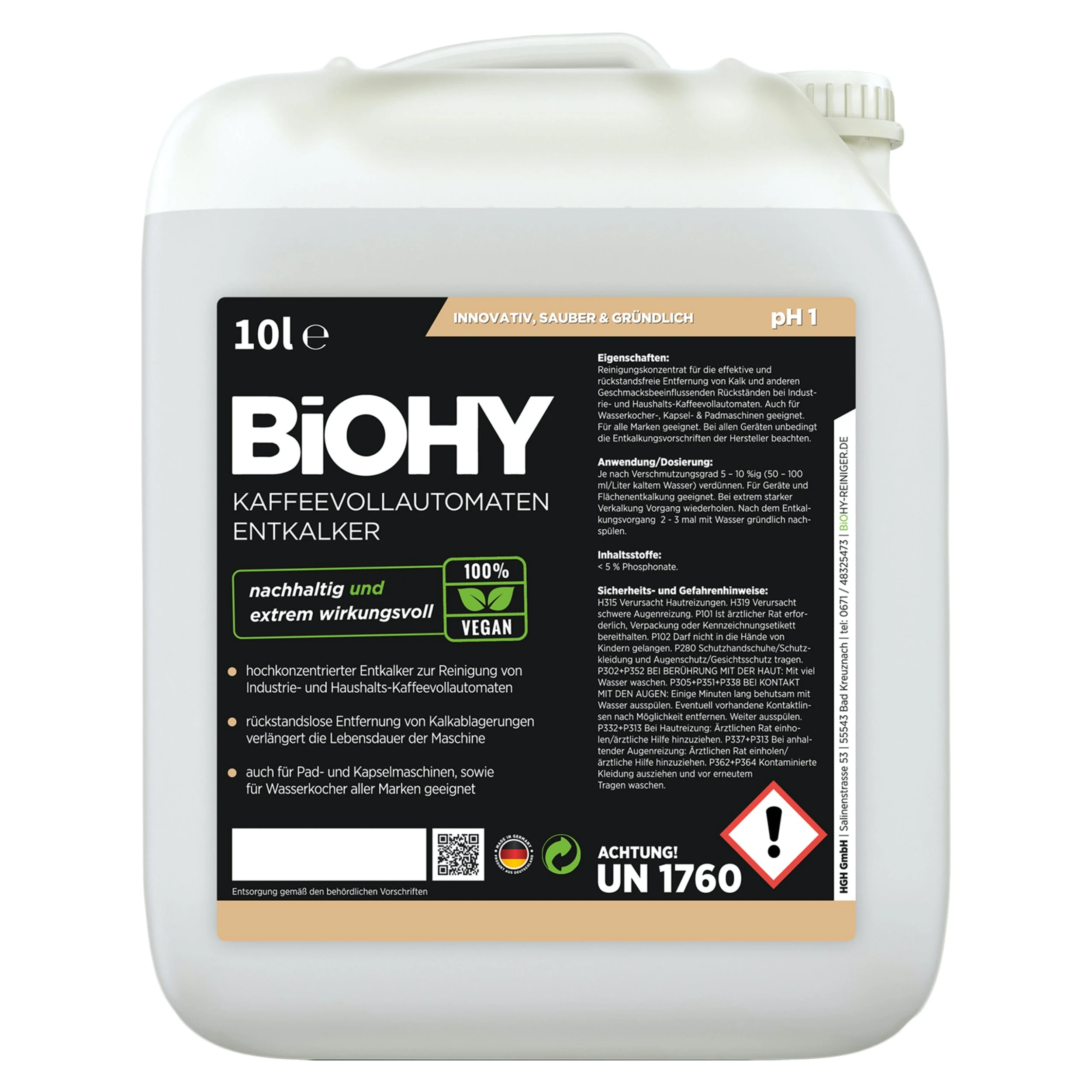 Null BiOHY Kaffeevollautomaten Entkalker (24x20l Kanister) | Ideal Zur Entkalkung Von Allen Kaffeemaschinen | Ca. 20 Entkalkungsvorgänge/Flasche 3 Null BiOHY Kaffeevollautomaten Entkalker (24x20l Kanister) | Ideal Zur Entkalkung Von Allen Kaffeemaschinen | Ca. 20 Entkalkungsvorgänge/Flasche – Bild 3