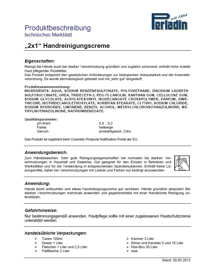 Null Perladin 2x1 HandreinigungsCreme 1L Handreinigung Handseife 1 Liter Werkstatt Handwerk 7 Null Perladin 2x1 HandreinigungsCreme 1L Handreinigung Handseife 1 Liter Werkstatt Handwerk – Bild 7