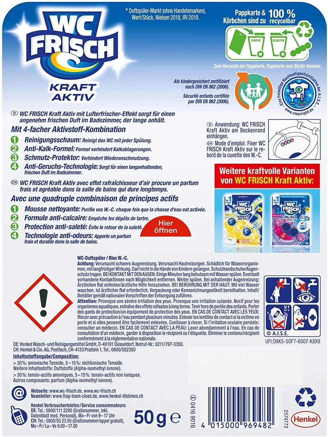 Null WC Frisch Kraft Aktiv 4er Pack Duftspüler Urlaubsträume Hawaii 4x1Stück Reiniger 6 Null WC Frisch Kraft Aktiv 4er Pack Duftspüler Urlaubsträume Hawaii 4x1Stück Reiniger – Bild 6