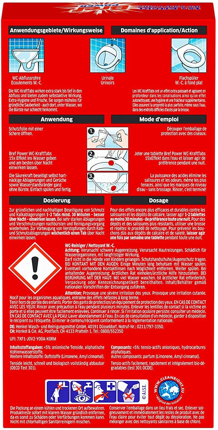Null Bref Power WC Krafttabs Reiniger 15x Effekt 325g Abfluss Tiefenreinigung 6 Null Bref Power WC Krafttabs Reiniger 15x Effekt 325g Abfluss Tiefenreinigung – Bild 6