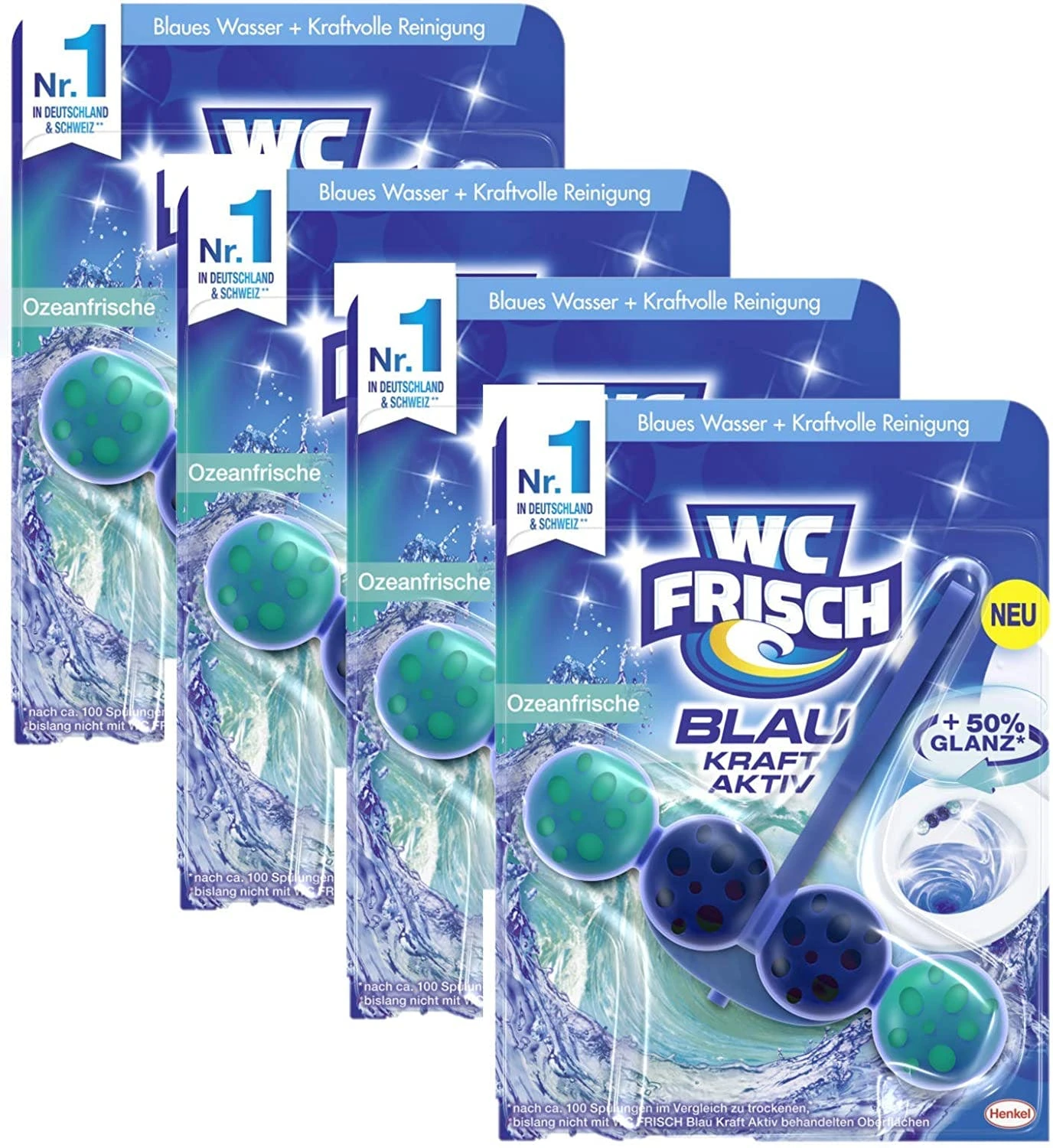 Null WC FRISCH Kraft Aktiv 4er Pack Blauspüler Ozeanfrische 4x1 Stück WC-Reiniger 1 Null WC FRISCH Kraft Aktiv 4er Pack Blauspüler Ozeanfrische 4x1 Stück WC-Reiniger