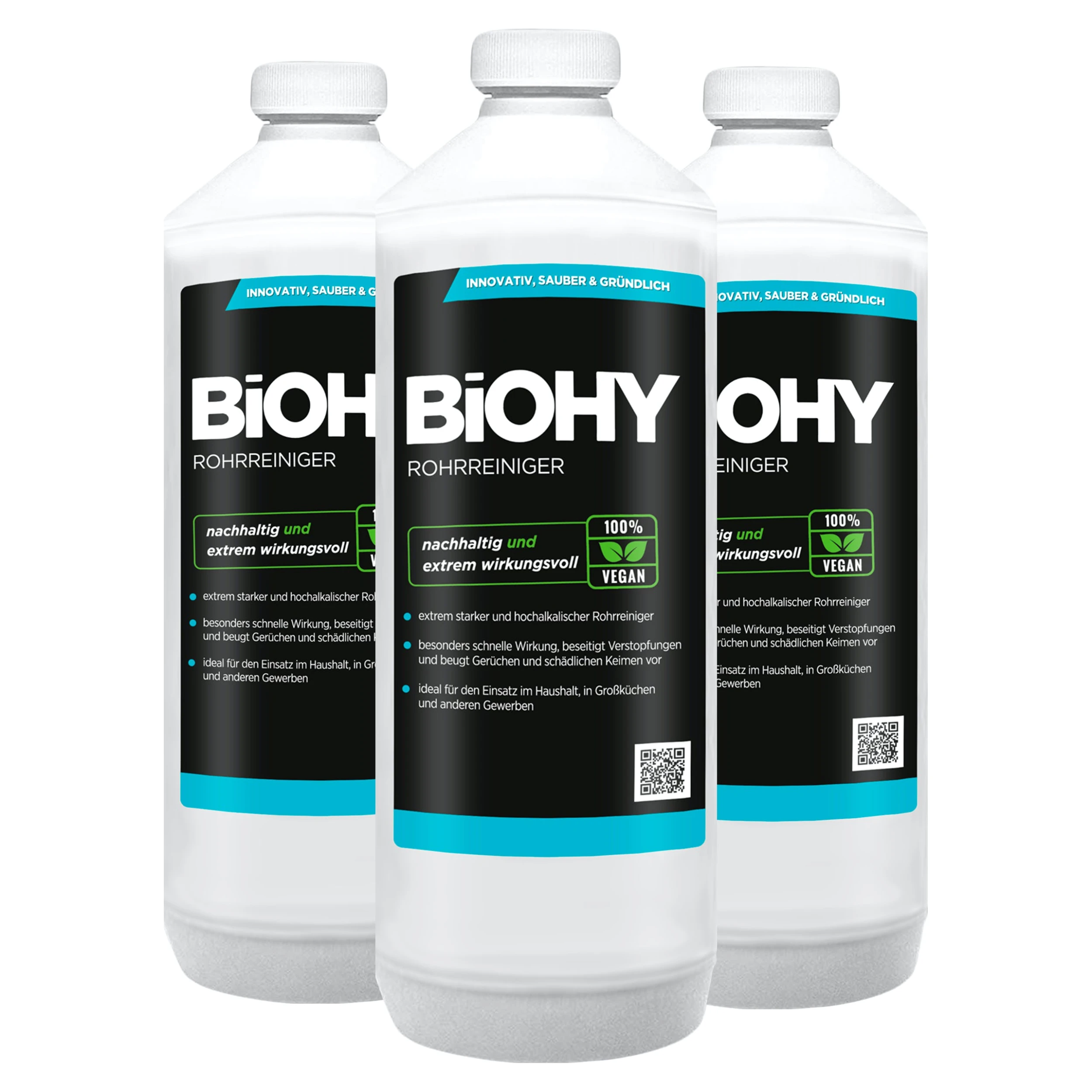 BiOHY Rohrreiniger (3x1l Flasche) | EXTRA STARK | Flüssiger, Hochkonzentrierter Abflussreiniger | Geruchsneutral | Für Alle Verstopfungen 1 BiOHY Rohrreiniger (3x1l Flasche) | EXTRA STARK | Flüssiger, Hochkonzentrierter Abflussreiniger | Geruchsneutral | Für Alle Verstopfungen