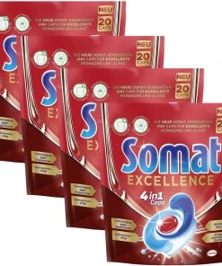 Somat Excellence 4in1 Caps 4x20 Caps Spülmaschinen Reinigung Geschirrspülmittel