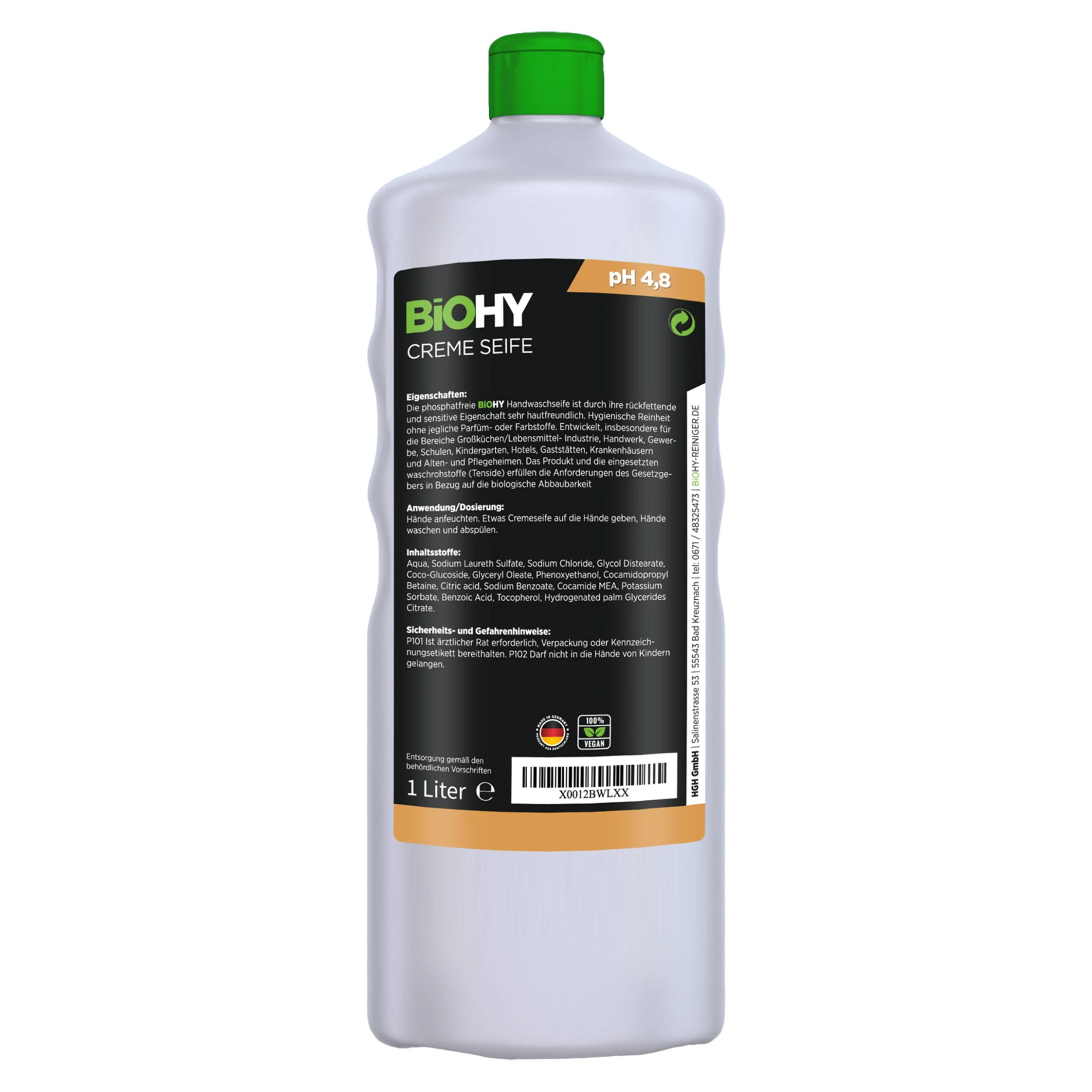 Null BiOHY Creme Seife (12x1l Flasche) | Hautschonende, Rückfettende Und Geruchsneutrale Handseife PHOSPHATFREI | Ohne Parfüm Und Farbstoffe 3 Null BiOHY Creme Seife (12x1l Flasche) | Hautschonende, Rückfettende Und Geruchsneutrale Handseife PHOSPHATFREI | Ohne Parfüm Und Farbstoffe – Bild 3