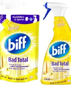 Null Biff Badreiniger Reiniger Bad Total Zitrus Sprühflasche 750ml & 250ml Nachfüller