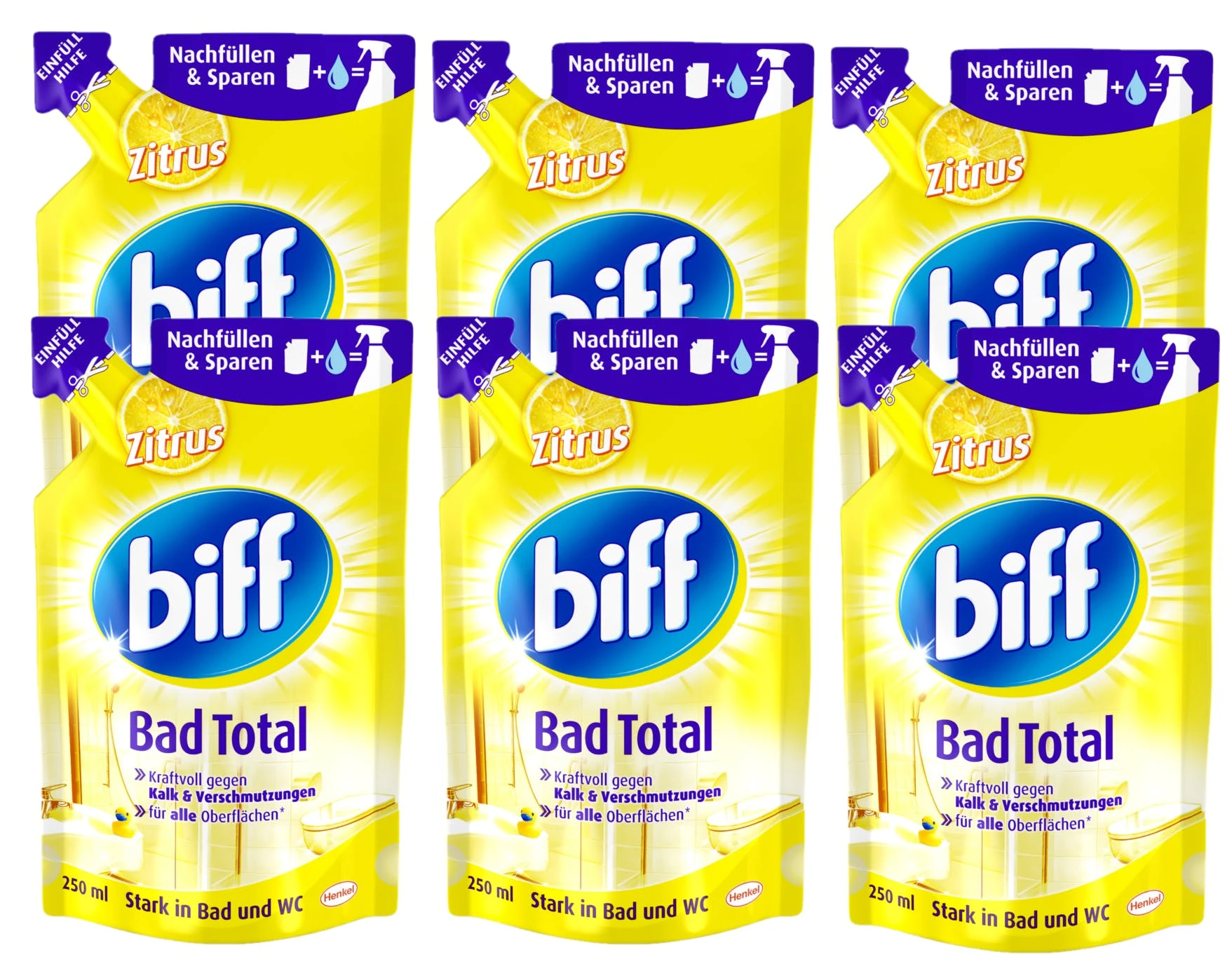 Null Biff Bad Total Zitrus Badreiniger Bad Reiniger Badezimmer 3x250 Ml Nachfüllpack 4 Null Biff Bad Total Zitrus Badreiniger Bad Reiniger Badezimmer 3x250 Ml Nachfüllpack – Bild 4