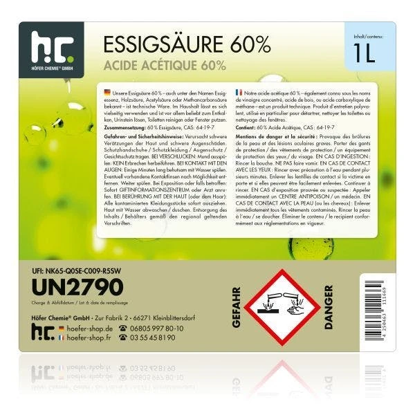 Null 15 X 1 Liter Essigsäure 60% In Flaschen 7 Null 15 X 1 Liter Essigsäure 60% In Flaschen – Bild 7